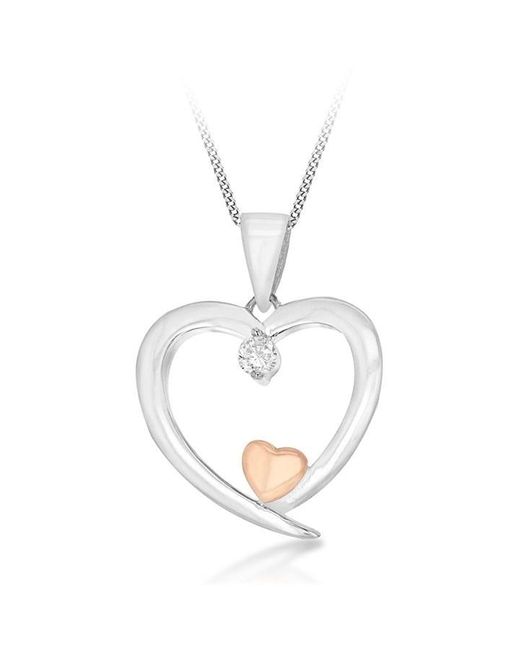 Be You Metallic Sterling Open 2heart Necklace