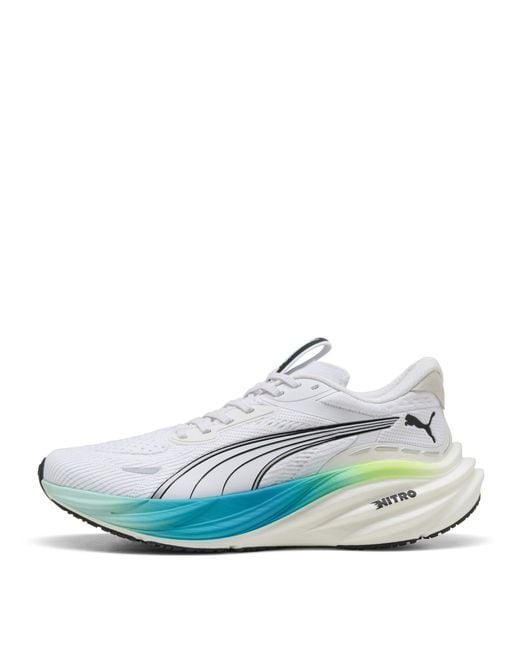 PUMA White Magnify Nitro 3 Running Shoes