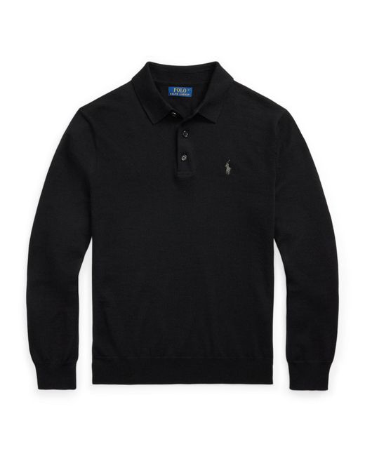 Polo Ralph Lauren Black Merino Crew Neck Jumper for men
