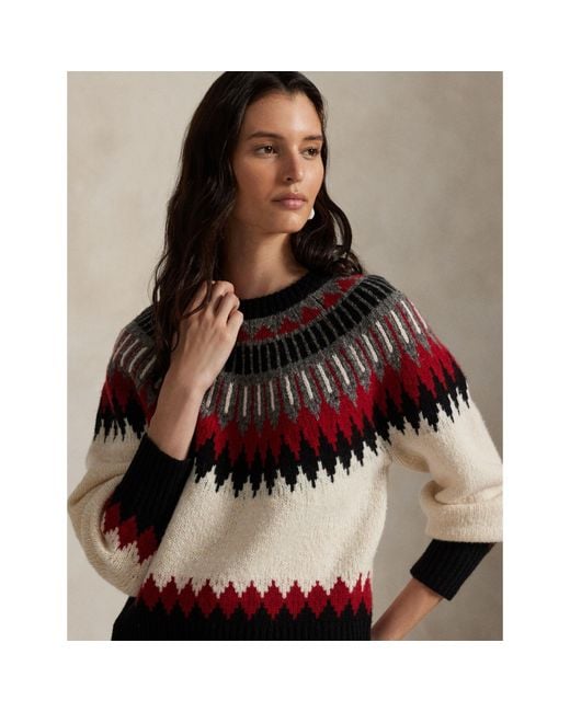 Polo Ralph Lauren Red Fair Isle Crew Neck Jumper