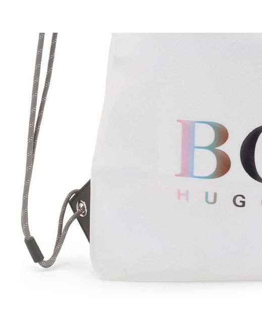 Boss White Tlove Drawstring Backpack for men