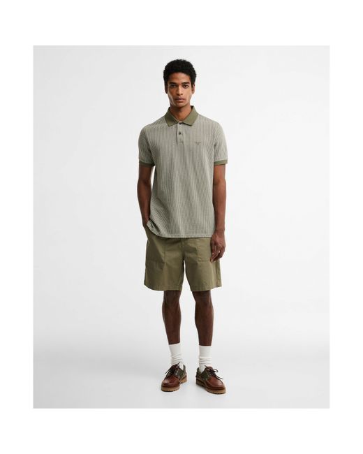 Barbour Green Short Sleeve Polo Shirt for men
