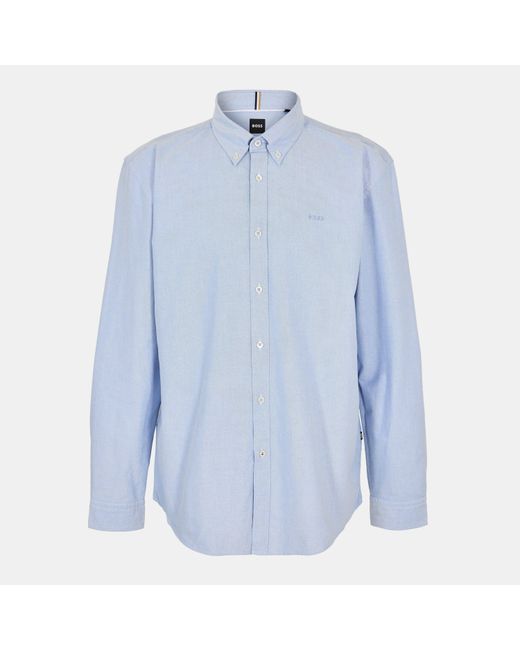 Boss Blue H-Roan Long Sleeve Plain Shirt for men