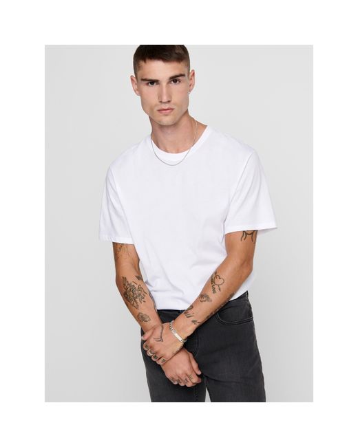 Only & Sons White Oversized T-Shirt for men