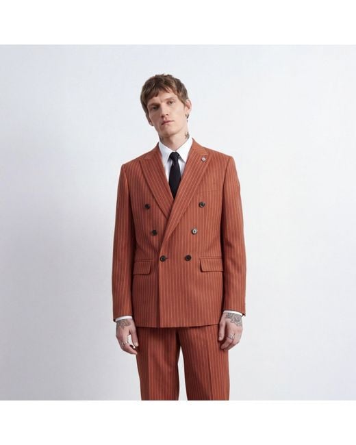 Twisted Tailor Red Syrah Double Breasted Suit Jacket for men