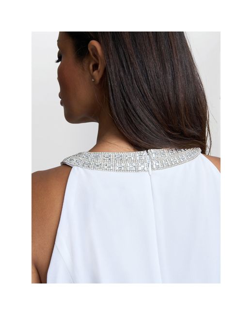 Gina Bacconi Blue Elle Halter Top With Beaded Neck