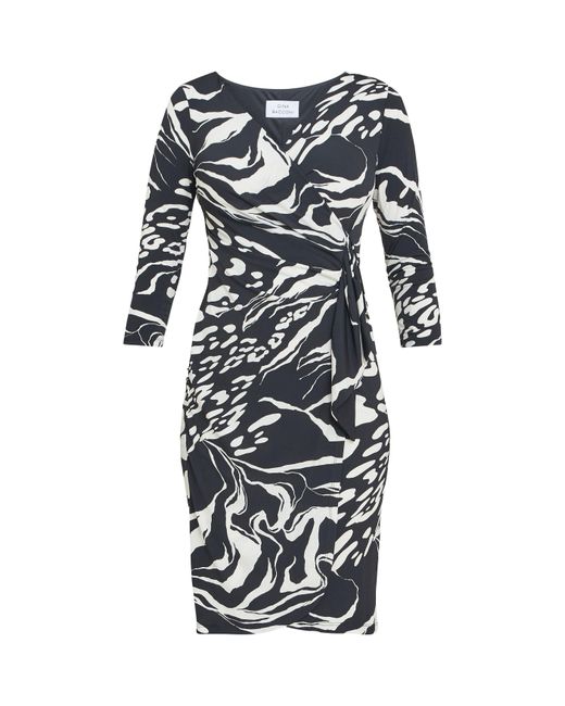Gina Bacconi Multicolor Bianca Printed Jersey Ruffle Dress