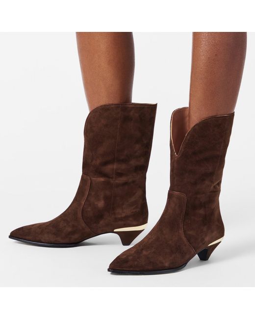 Love Moschino Brown Golden Metallic Ankle Heeled Boots