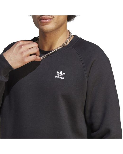 Adidas Originals Black Trefoil Essentials Crewneck Sweatshirt for men