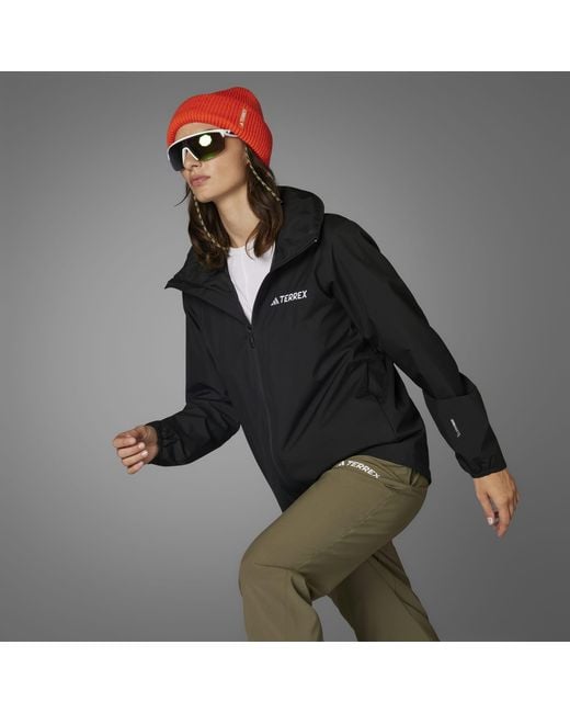 Adidas Blue Multi Essentials Hooded Long Sleeve Waterproof Jacket