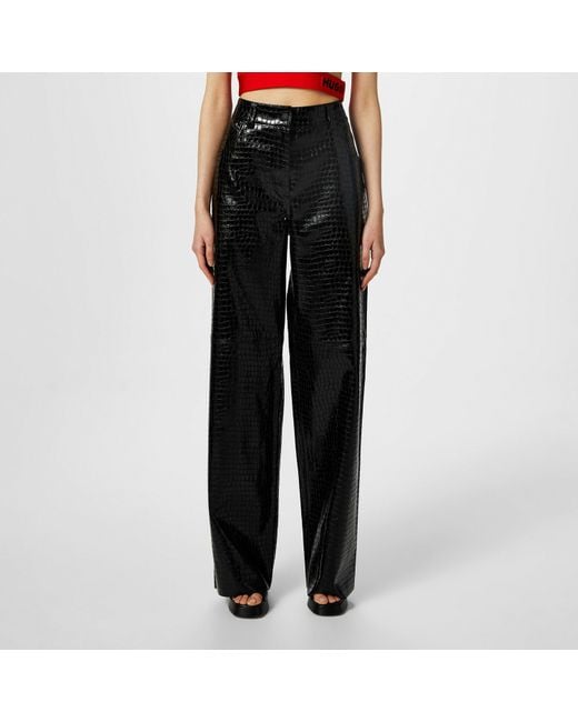 HUGO Black Hugara Leather Trousers