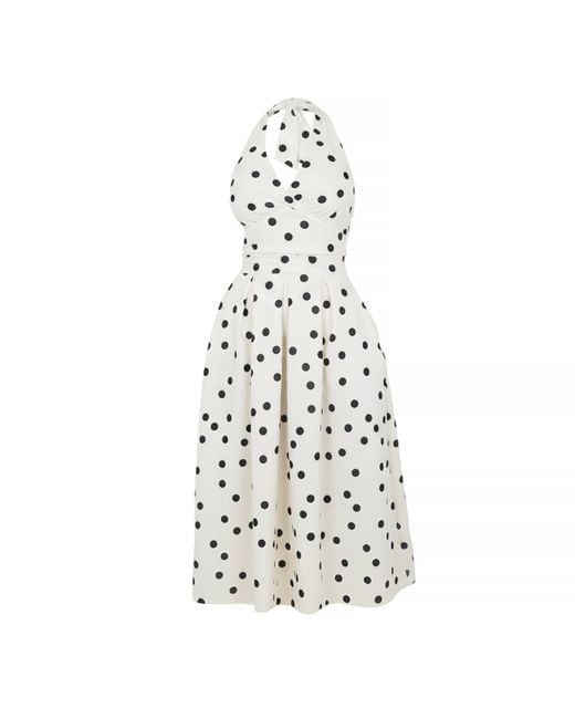 AX Paris White Cream And Polka Dot Tie Halter Neck Midi Dress
