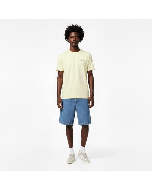 Boss Yellow T-Shirt With Logo Design Stretch Cotton for men