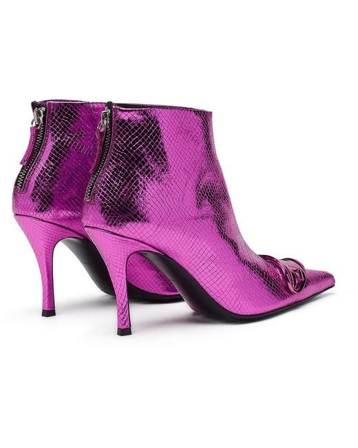 DIESEL Purple Dvnus 3-Inch Block Heel Ankle Boots