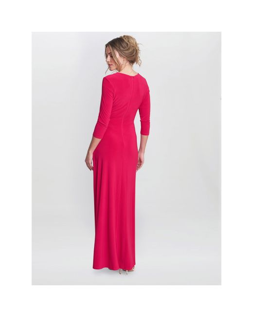 Gina Bacconi Pink Celine Jersey Wrap Maxi Dress