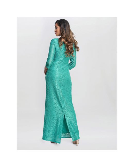 Gina Bacconi Green Fearne Lace Wrap Maxi Dress