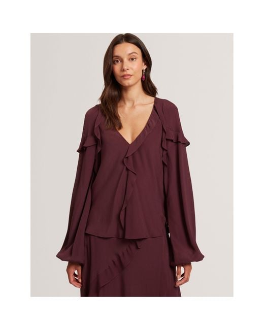 Ted Baker Purple Long-Sleeve Frill Blouse