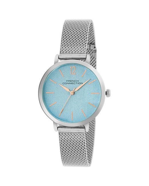French Connection Blue Case Round Shape Strap Quartz Watch
