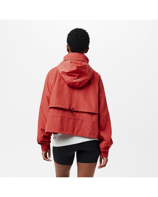 P.E Nation Red Shelter Water Resistant Concealed Hood Long Sleeve Down Jacket