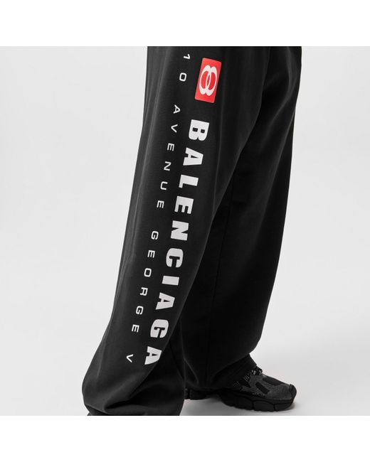 Balenciaga Black Wide Leg Jersey Open Hem Joggers for men