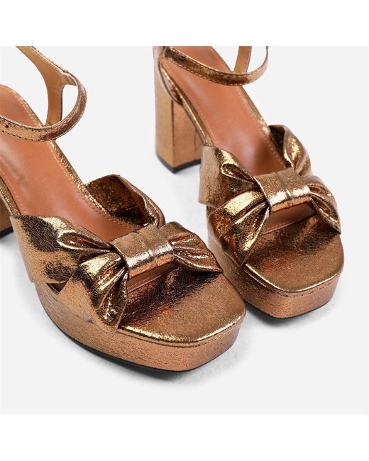 Where's That From Metallic Talia Wide Fit Mid Block Heel With Plaftorm And Bo