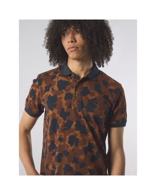 Pretty Green Brown Brindle Short-Sleeve Polo Shirt for men