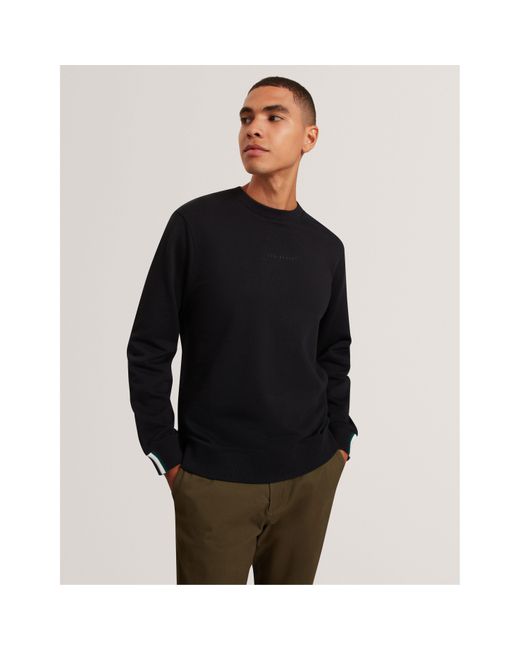 Ted Baker Black Long-Sleeve Crew Tracksuit Top for men