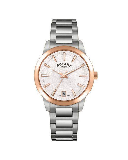 Rotary Metallic Ladies Heritage Dial Ss Bracelet Wat