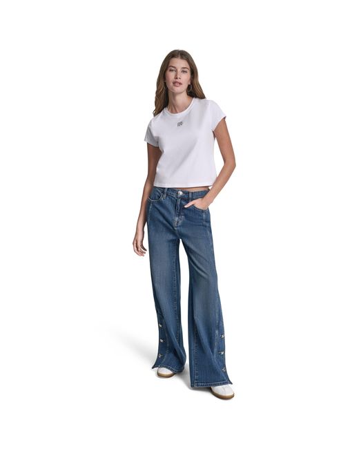 DKNY Blue Jeans Rhinestone Logo Baby Tee
