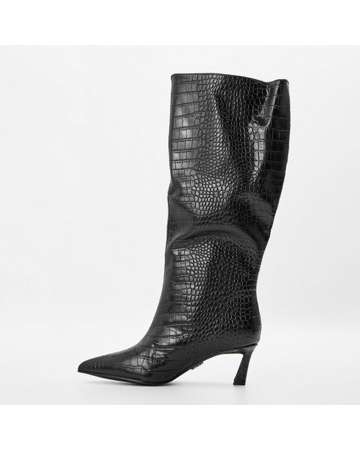 Steve Madden Black Lavan Knee High Boots With Flared Heel