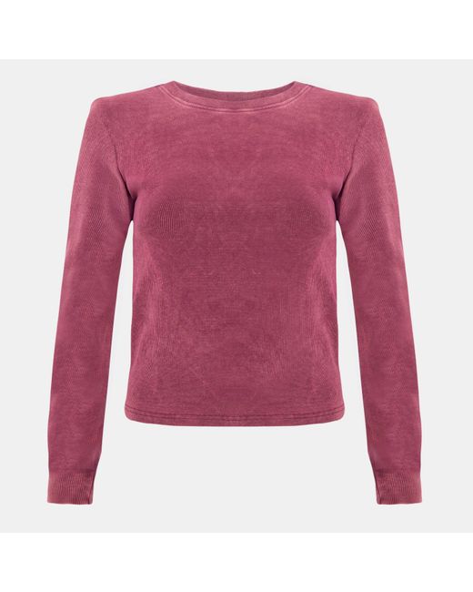 I Saw It First Pink Washed Ribbed Long Sleeve Top
