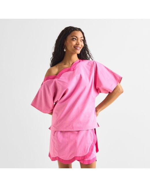 Never Fully Dressed Pink Scallop Tilly Top