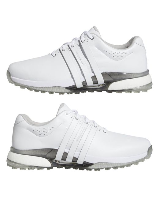 Adidas White Tour360 25 Wide Spikeless Golf Shoes for men