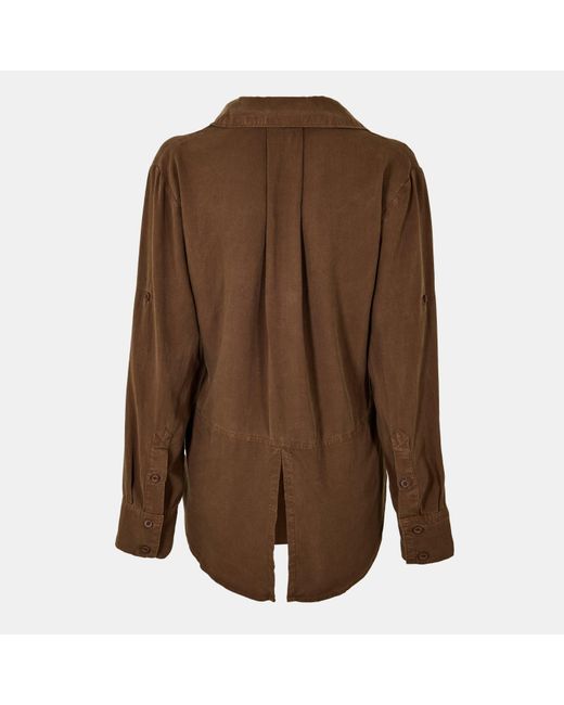 Bella Dahl Brown Split Back Long-Sleeve Plain Shirt