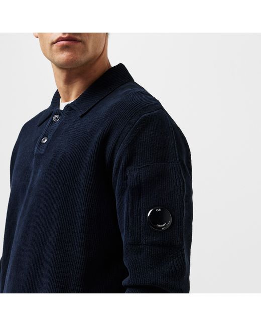 C P Company Blue Precision-Knitted Top for men