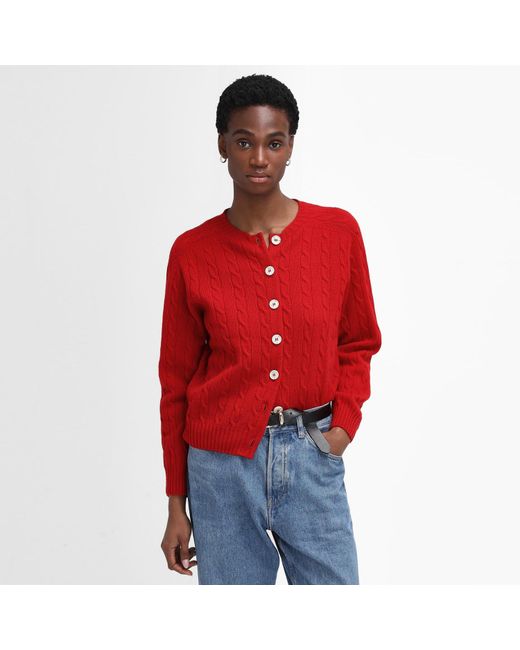 Barbour Red The Edit By Alexa Gail Cardigan