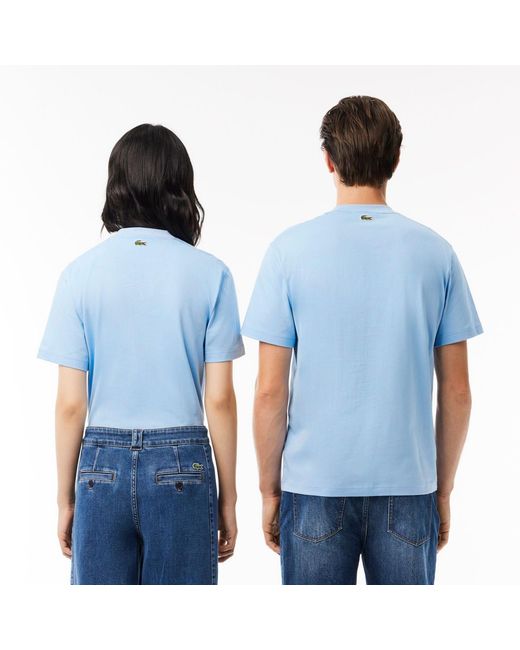 Lacoste Blue Signature Print Cotton T-Shirt for men