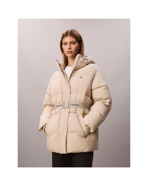 Calvin Klein Natural Belted Medium Puffer Jacket