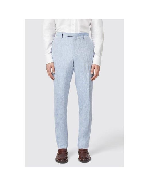 Twisted Tailor Blue Clairmont Slim Fit Linen Suit Trouser for men