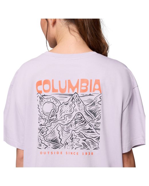 Columbia Purple S Rolling Bend Graphic Oversized Tee