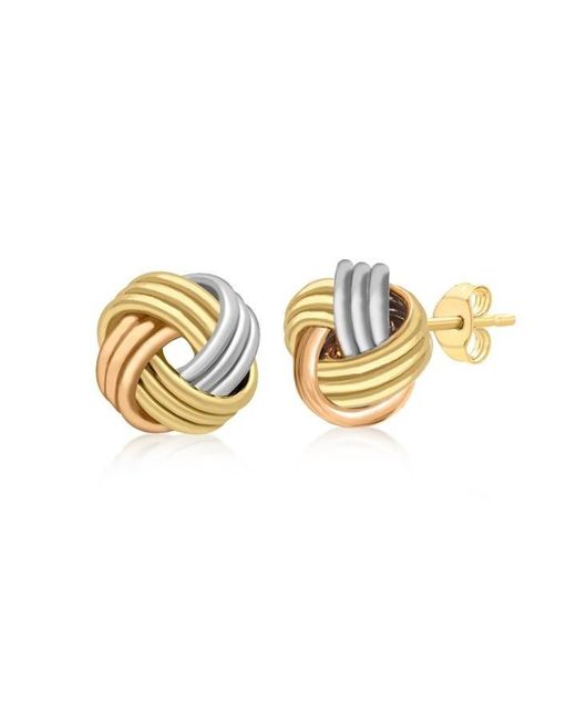 Be You Metallic 9ct Gold 3-colour Knot Studs