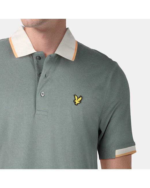 Lyle & Scott Green Retro Half Tipped Short-Sleeve Polo Shirt for men