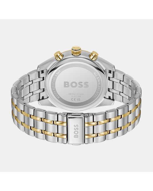 Boss Metallic Gents Skytraveller Bi Colour Chronograph Watch for men