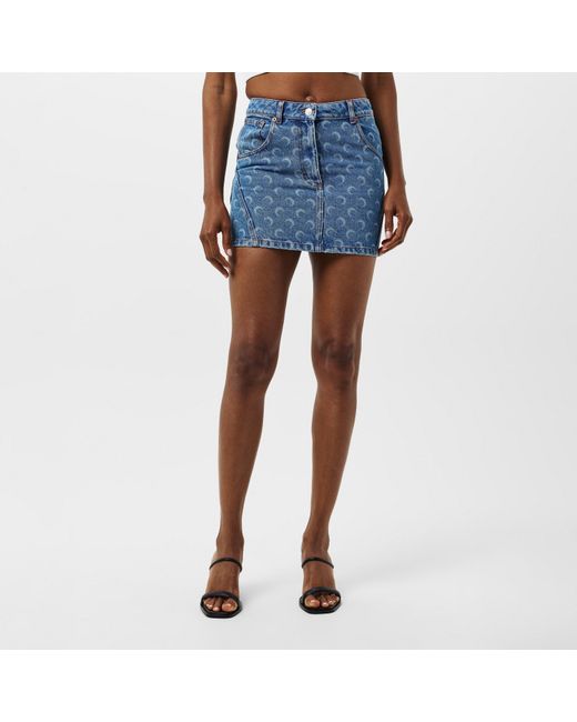 MARINE SERRE Blue Denim Structured Mini Skirt