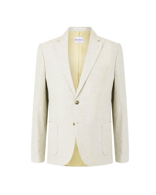 Without Prejudice Natural Frith Slim Fit Linen Jacket for men