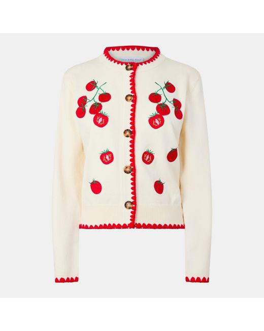 Never Fully Dressed Tomato Embroidered Cardigan