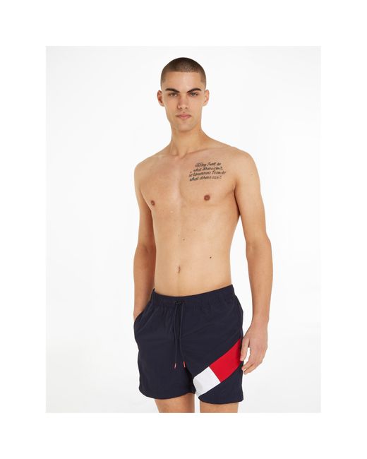 Tommy Hilfiger Blue 's Sf Medium Drawstring Mid Length Swim Shorts for men