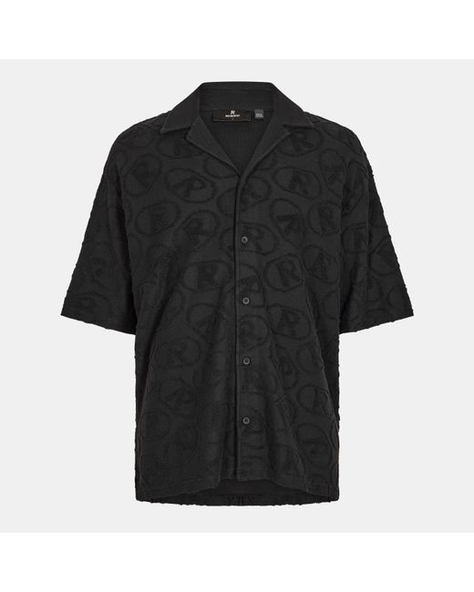 Represent Black All Over Towel Fabric Short Sleeve Shirt for men