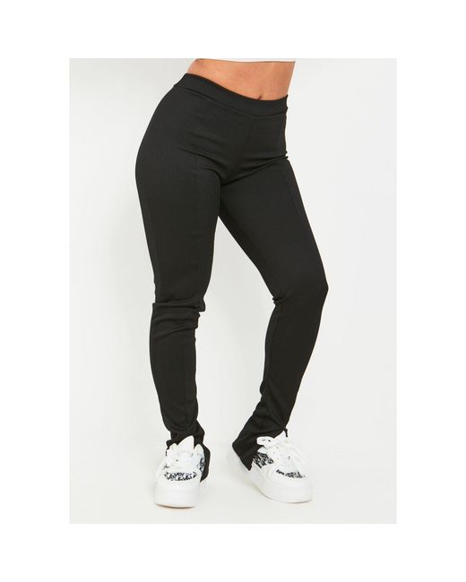 Missy Empire Blue Thick Rib Leggings