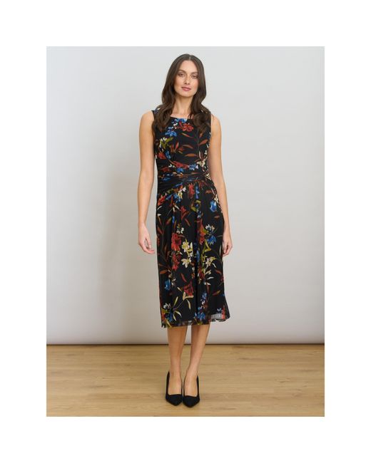 Gina Bacconi Black Sleeveless Floral Dress